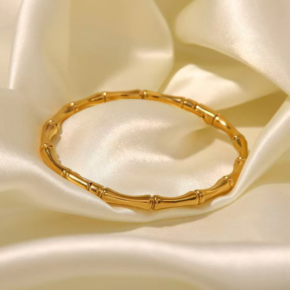 Multi Color Bamboo Style Gold Plated Stainless Steel Bracelet Bulk