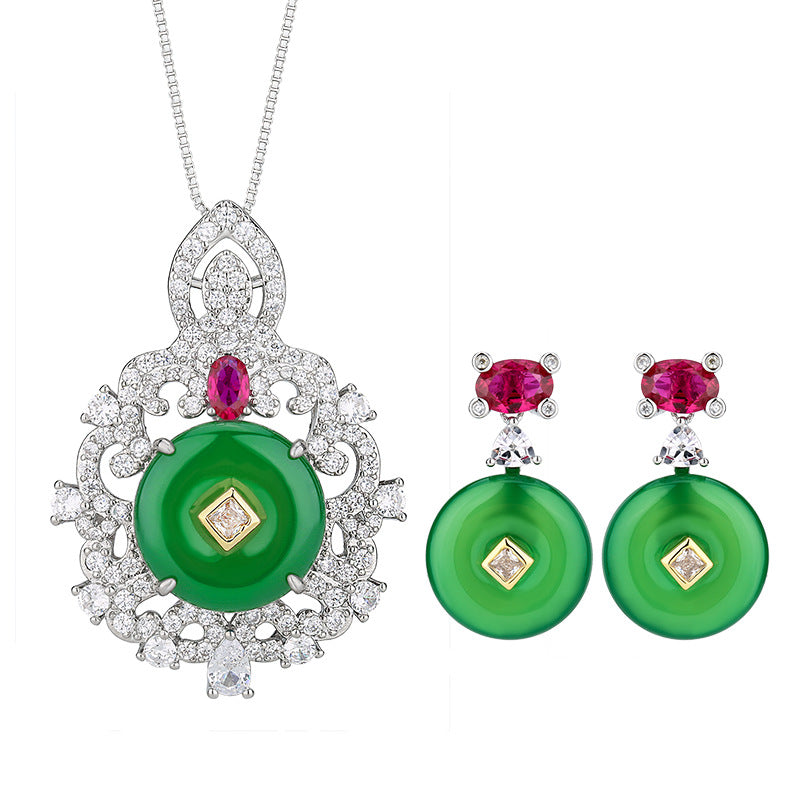 Green Pink White Silver CZ Anti Tarnish Pendant Earring Bulk