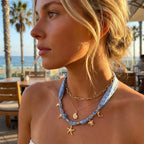 Gold Layered Charm Starfish Plain Alloy Necklace For Women