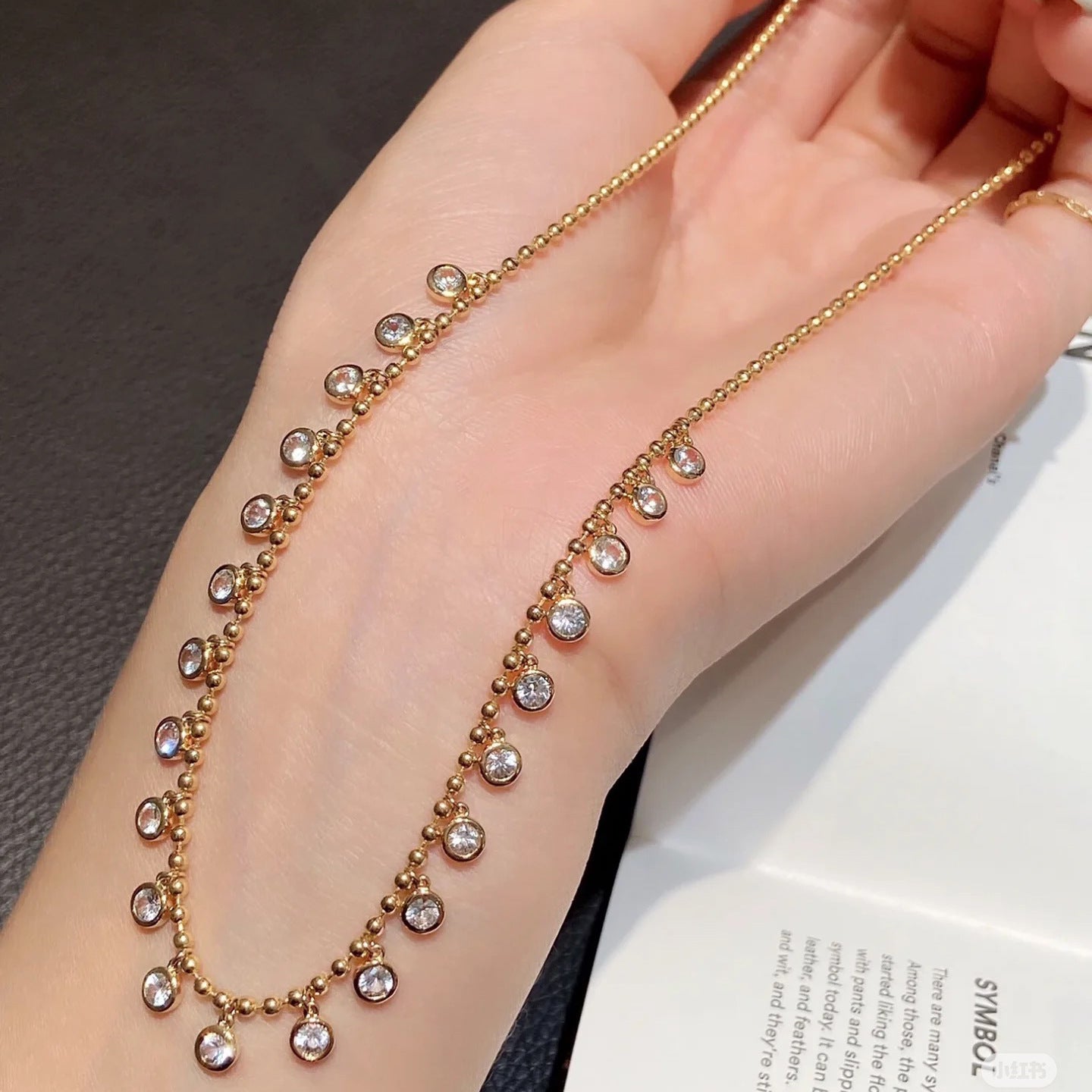 Solitaire 18K Gold Cubic Zirconia Anti Tarnish Necklace Chain Bulk
