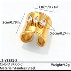 Designer Wide Band Gold CZ Stainless Steel Anti Tarnish Fancy Ring Bulk