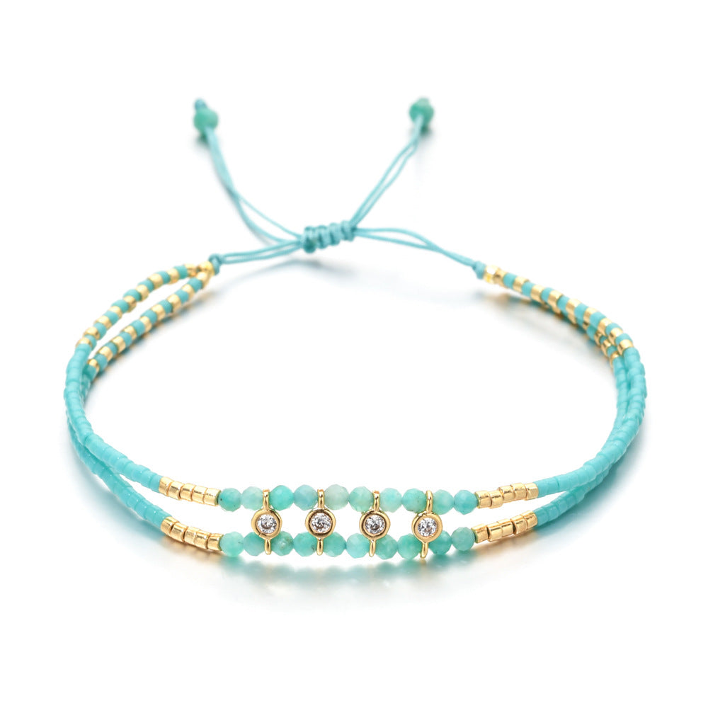 Multi Color Handmade Thread Style Gold Plated CZ Fabric Bracelet Bulk