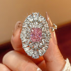 Oval Silver Red Green Pink Cubic Zirconia Crystal Adjustable Ring Bulk