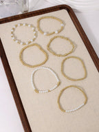 Multi Layer Gold Plated White Pearl Beads Copper Bracelet For Women Bulk