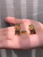 Square Filigree 18K Gold Silver Anti Tarnish Stud Earring Women Bulk