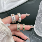 Silver Multi Gemstone CZ Anti Tarnish Pack Of 4 Band Ring Bulk