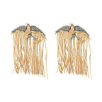 Eagle Bird 18K Gold Silver Cubic Zirconia Dangler Tassel Earring Bulk