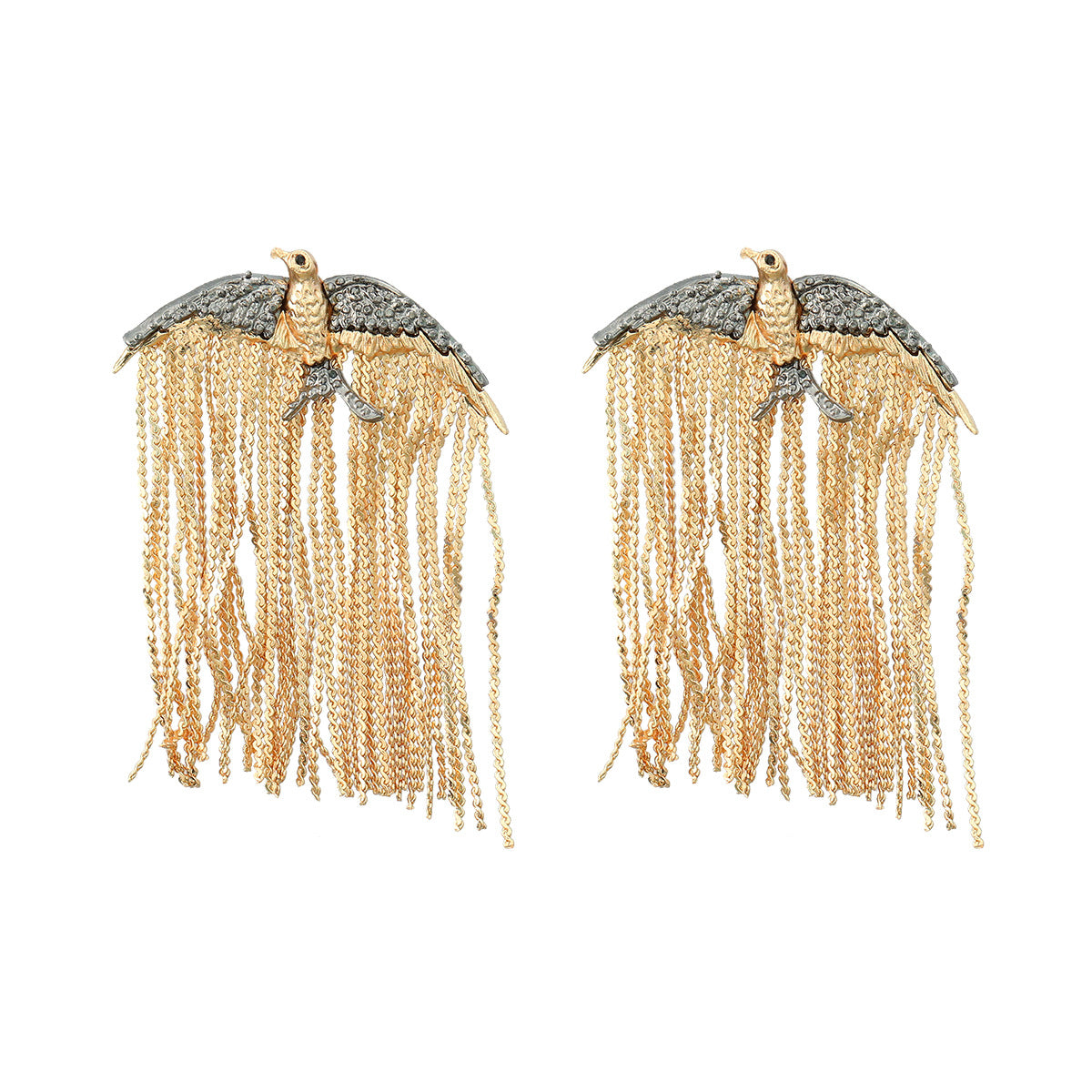 Eagle Bird 18K Gold Silver Cubic Zirconia Dangler Tassel Earring Bulk