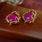 Pink Heart Gold Plated Beads Alloy Stud Earrings For Women Wholesale
