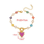 Multi Color Heart Charms Gold Enamel Stainless Steel Bracelet Wholesale