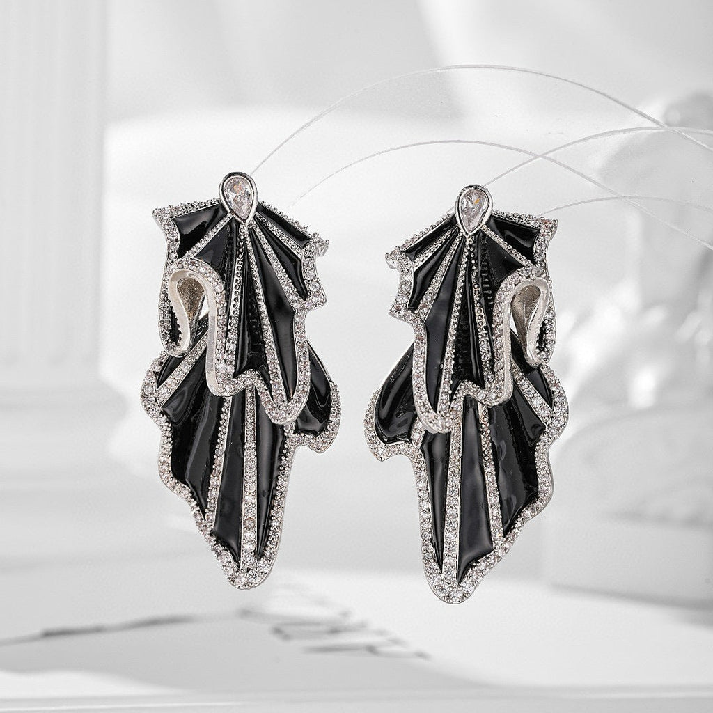 Studded Silver Maroon Red Cubic Zirconia Dangler Earring Women Bulk
