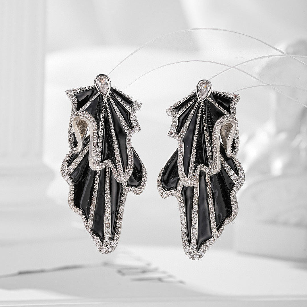 Studded Silver Maroon Red Cubic Zirconia Dangler Earring Women Bulk