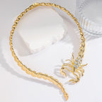 White Designer Scorpion Gold Plated Rhinestone Necklace For Women Bulk