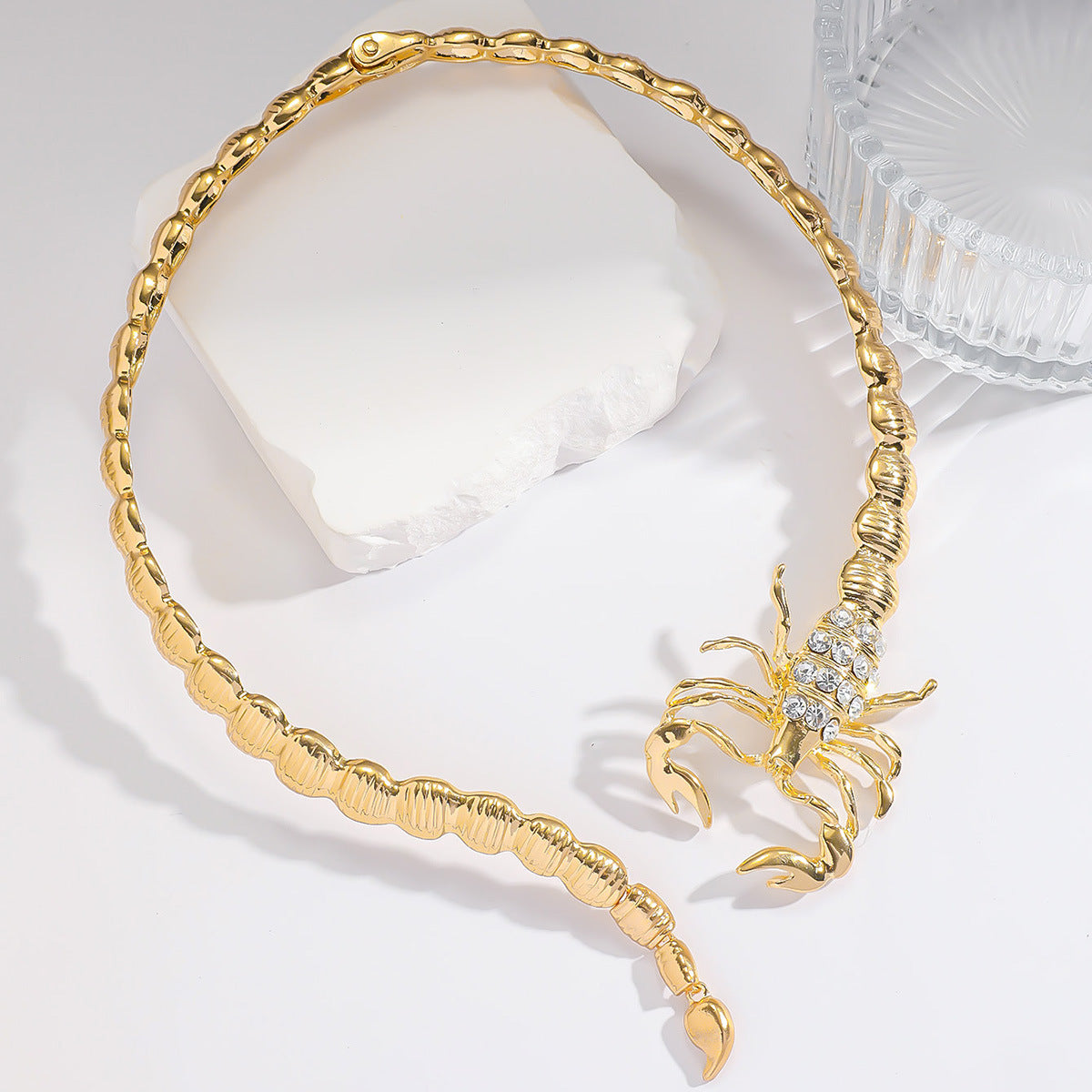 White Designer Scorpion Gold Plated Rhinestone Necklace For Women Bulk