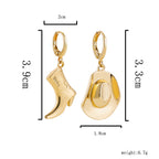Trendy Western Boot & Hat Design Gold Plated Hoop Earrings Wholesale