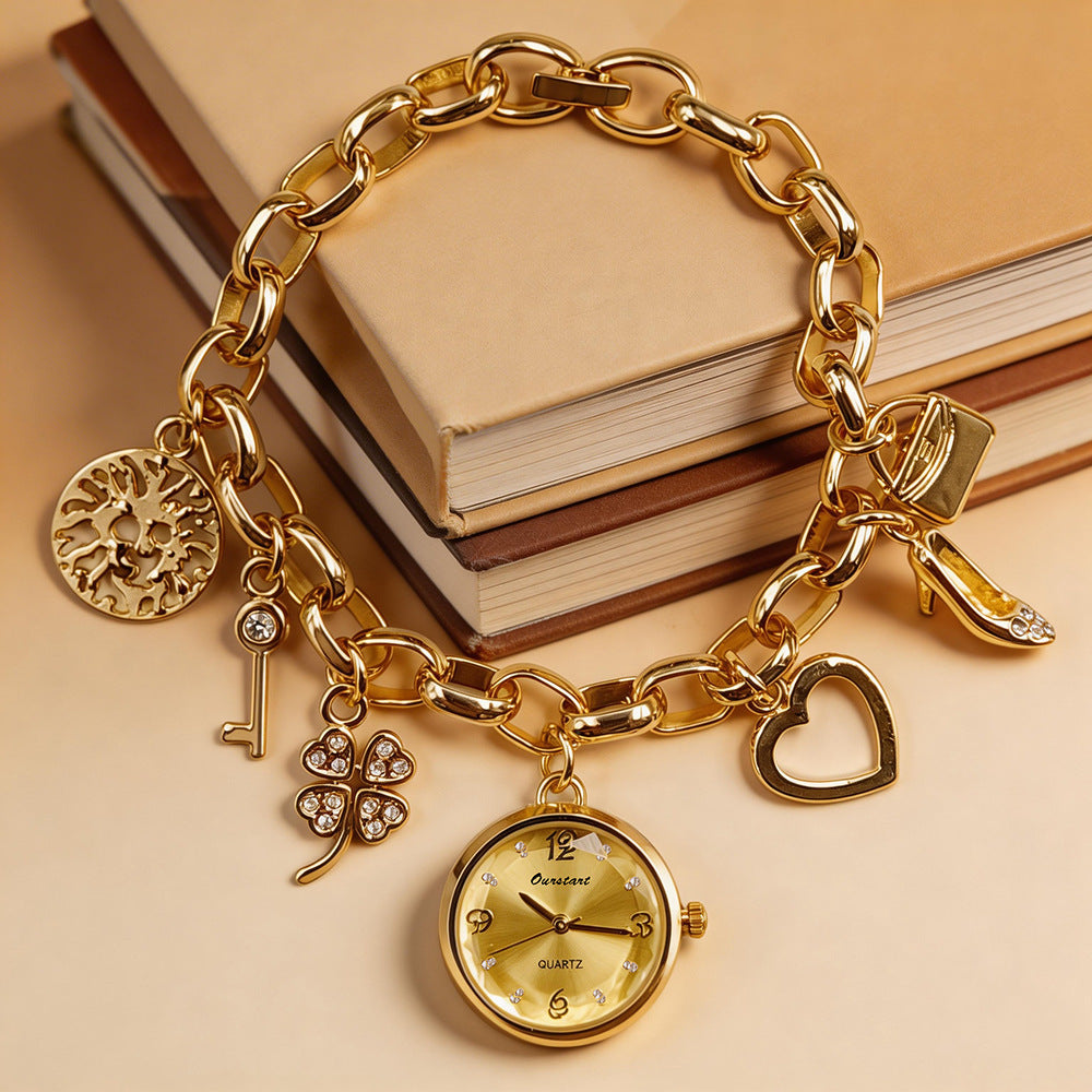 Multi Color Watch Gold Plated Charms Enamel Bracelet For Women Bulk