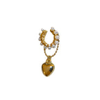 Heart Chain Pearl CZ Gold Anti Tarnish Single Ear Cuff Earring Bulk