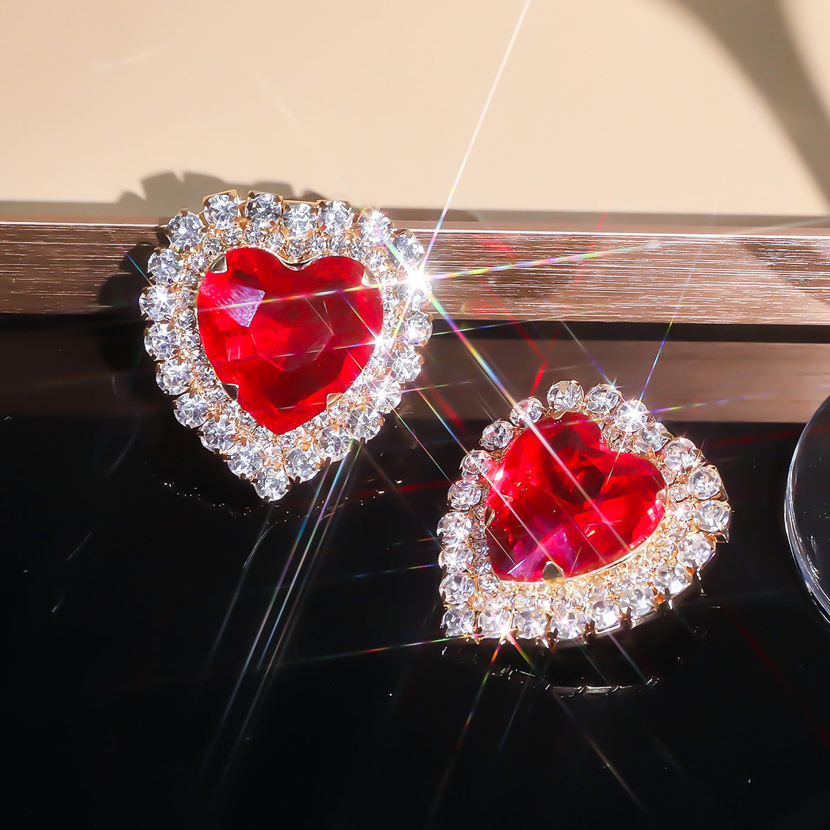 Heart Love Rhinestone Crystal Stud Earring For Women Bulk Main image