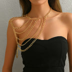 Designer Multi Layer Gold Plated Chain Shoulder Copper Necklace Bulk