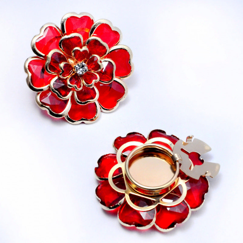 Bulk Multi Color Designer Flower Style Gold Crystal Brass Button Cover