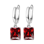 Rectangle Solitaire Silver Multi Color Cubic Zirconia Pendant Chain Earring Ring Set For Women