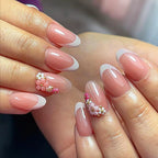 Elegant Floral Peach Pink French Tip Press-On Nails Pack Of 10 Bulk