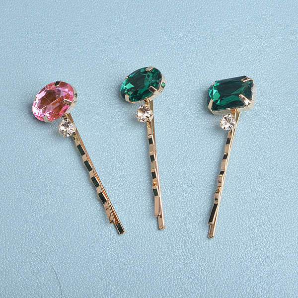 Multi Color Gold Plated Rhinestone Hair Accessories For Women Bulk Secondary image
