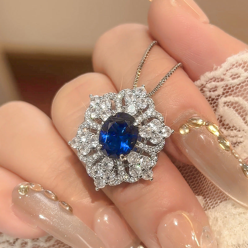 Flower Red Gemstone Silver CZ Necklace Earring Ring Set Bulk