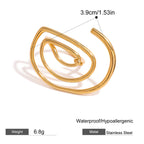 Abstract Spiral Gold Anti Tarnish Stainless Steel Free Size Ring Bulk