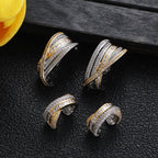Bulk Multi-Row Silver Plated CZ Copper Stud Ear Cuff Combo Earrings