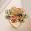 Flower Rainbow Solitaire On Surface Gold CZ Anti Tarnish Ring Bulk