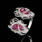 Butterfly Pink Silver CZ Anti Tarnish Necklace Earring Ring Set Bulk