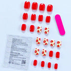 Flower Red Yellow Finger Nail Pack Of 10 + Extra 14 For Women Bulk