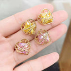 Fashion Heart Frame Gold Plated CZ Anti Tarnish Copper Stud Earrings Bulk