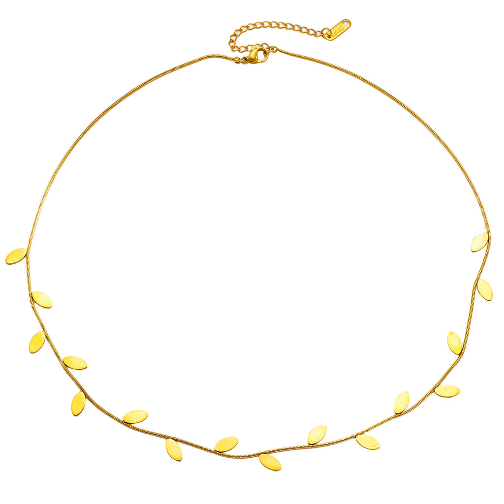 Leaf Charm Hand Chain Ring Gold Stainless Steel Necklace Combo Set Bulk