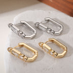 Gold Silver Luxury Geometric Cubic Zirconia Copper Hoop Earrings Women Bulk