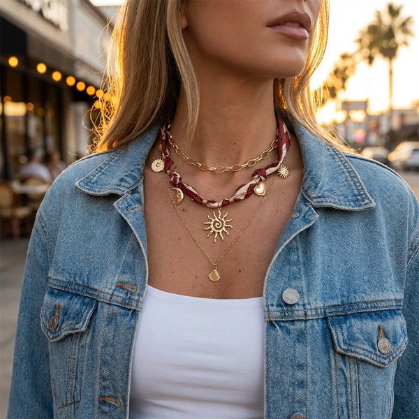 Gold Layered Charm Celestia Plain Necklace For Women Bulk Main image