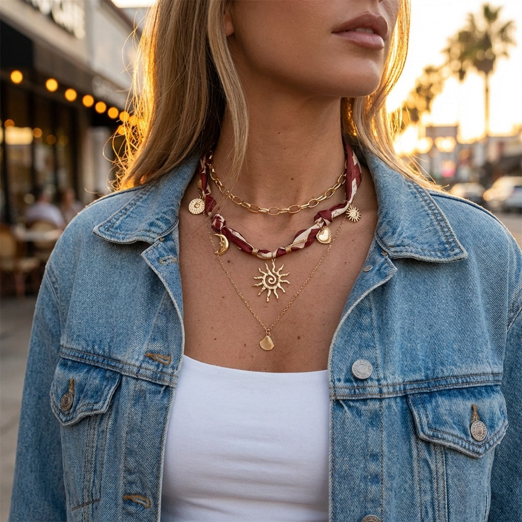 Gold Layered Charm Celestia Plain Necklace For Women Bulk