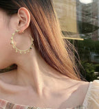Oval Rainbow Crystal 18K Gold Plated Anti Tarnish Hoop Earring Bulk