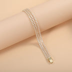 Wholesale Double Strand Heart Cut Tennis Gold Silver CZ Copper Bracelet
