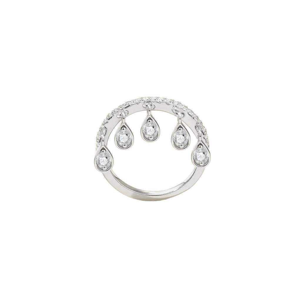 Designer Teardrop Charm Silver CZ Copper Anti Tarnish Fancy Ring Bulk