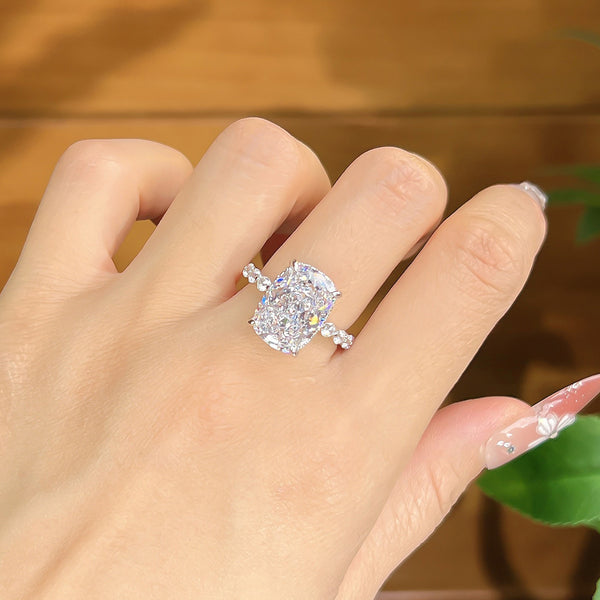 Silver Cushion Cut Silver Cubic Zirconia Copper Adjustable Ring Women Bulk Main image
