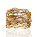 Luxury Rustic Style Gold CZ Copper Anti Tarnish Ring For Women Bulk