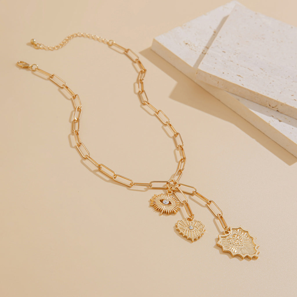 Heart Evil Eye 18K Gold Silver CZ Charm Necklace Chain Bulk