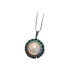 Pearl Green Pink Silver CZ Anti Tarnish Necklace Earring Set Bulk