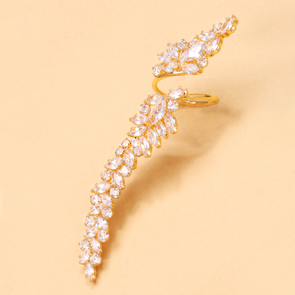 Solitaire Leaf 18K Gold Cubic Zirconia Adjustable Ring For Women Bulk