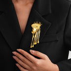Vintage Artistic Face Style Gold Plated Beads Brooch For Women Bulk