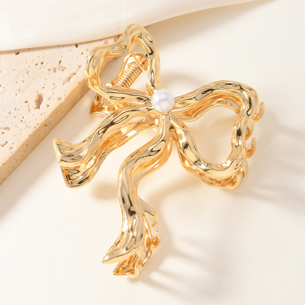 Designer Ribbon Clutch Clip Gold Silver Hair Accessory For Women Bulk Secondary image
