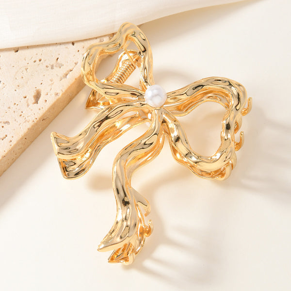Designer Ribbon Clutch Clip Gold Silver Hair Accessory For Women Bulk Secondary image