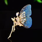 Fairy Butterfly Style Gold Plated CZ Copper Anti Tarnish Brooch Bulk